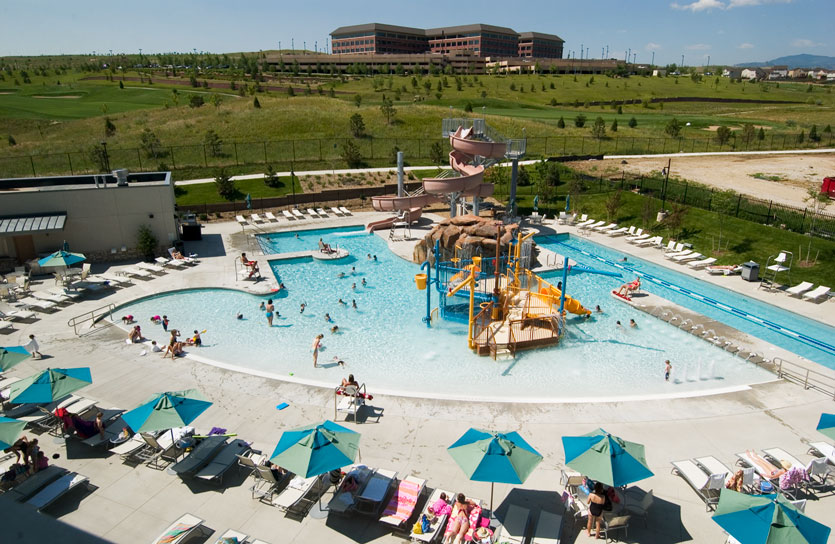 Aerial view of outdoor pool